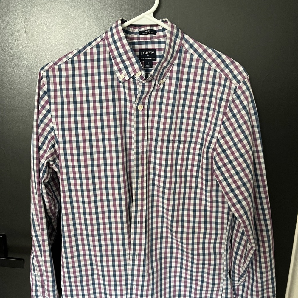 J. Crew Men's Plaid Button-Down Shirt - Purple, Navy, White